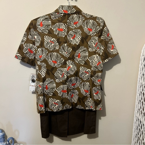 NWT Evan Picone Suit Women’s 12 Brown Floral 2 Piece Professional Business New - Picture 2 of 16
